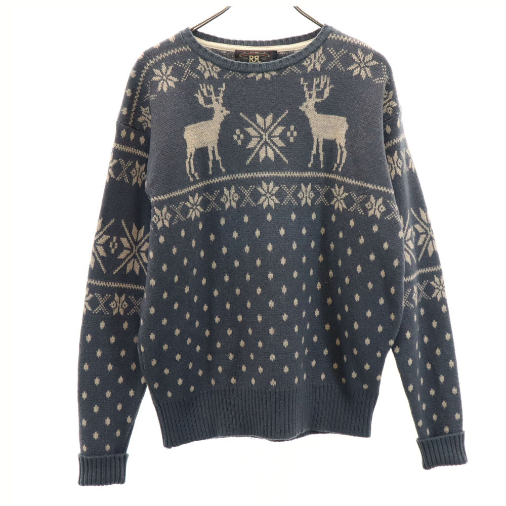 RRL 90s 赤3星 ウール オールド 初期タグ ラルフローレン ノルディック柄 長袖 セーター L チャコールグレー ダブルアールエル ニット レディース