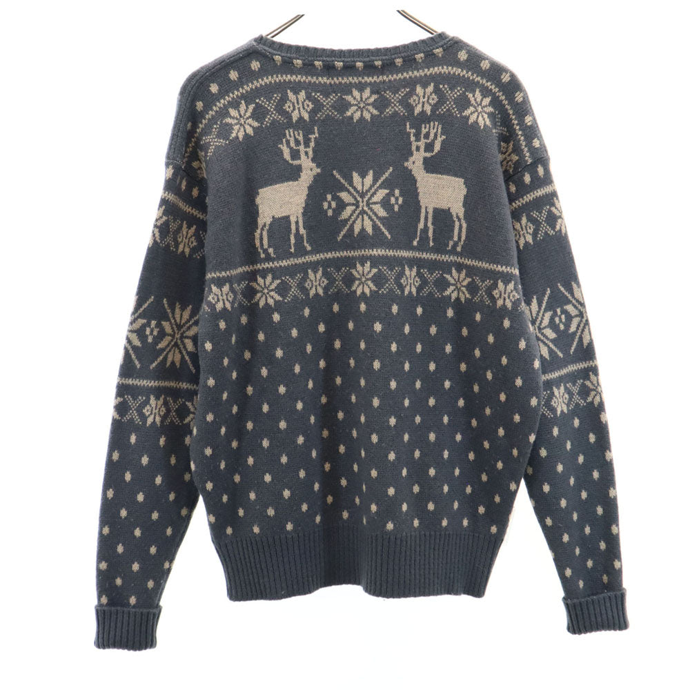 RRL 90s 赤3星 ウール オールド 初期タグ ラルフローレン ノルディック柄 長袖 セーター L チャコールグレー ダブルアールエル ニット レディース