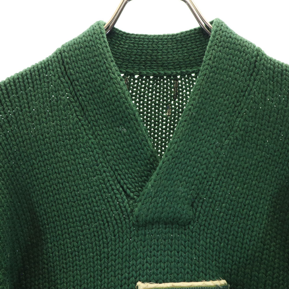 VINTAGE ヴィンテージ 40s 50s 長袖 レタードワッペン セーター グリーン ニット メンズ