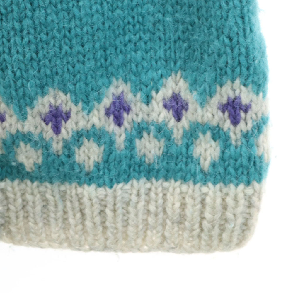 ICELANDIC DESIGN 90s オールド フェアアイル柄 長袖 ニットカーディガン L エメラルドグリーン ICELANDIC DESIGN レディース