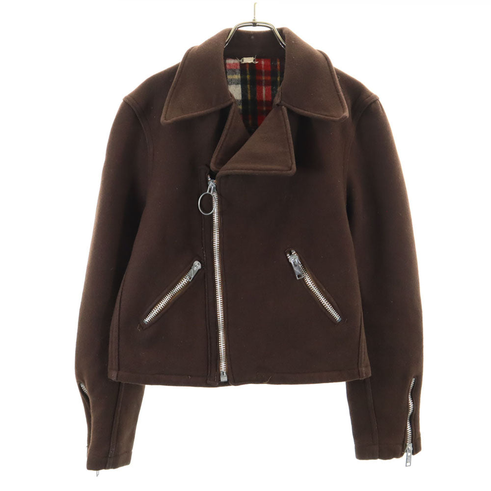 VINTAGE ヴィンテージ 70s メルトン ダブルライダースジャケット ブラウン レディース