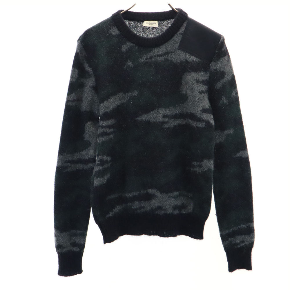 SAINT LAURENT サンローラン モヘヤブレンド カモフラ柄 長袖 コマンド セーター XS グレー 他 ニット 迷彩 メンズ