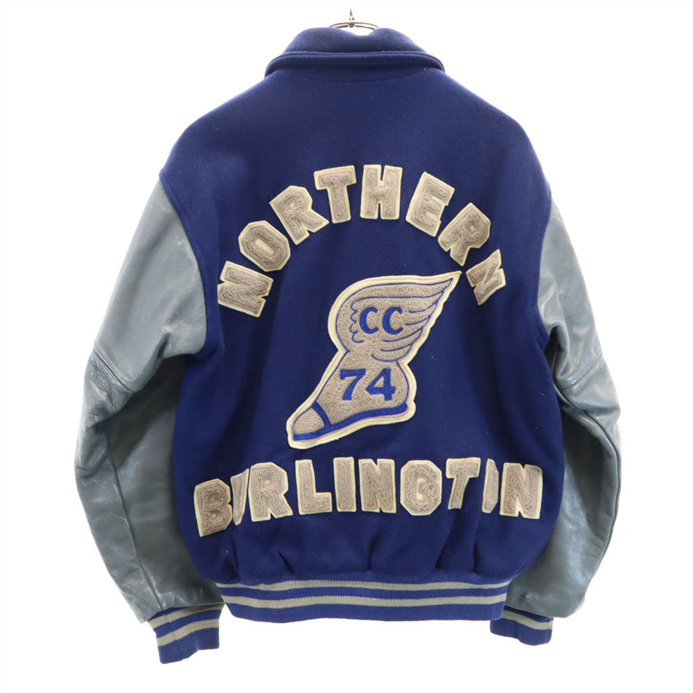 CAMPUS キャンパス 70s ヴィンテージ スタジャン ネイビー系 袖レザー ブルゾン メンズ