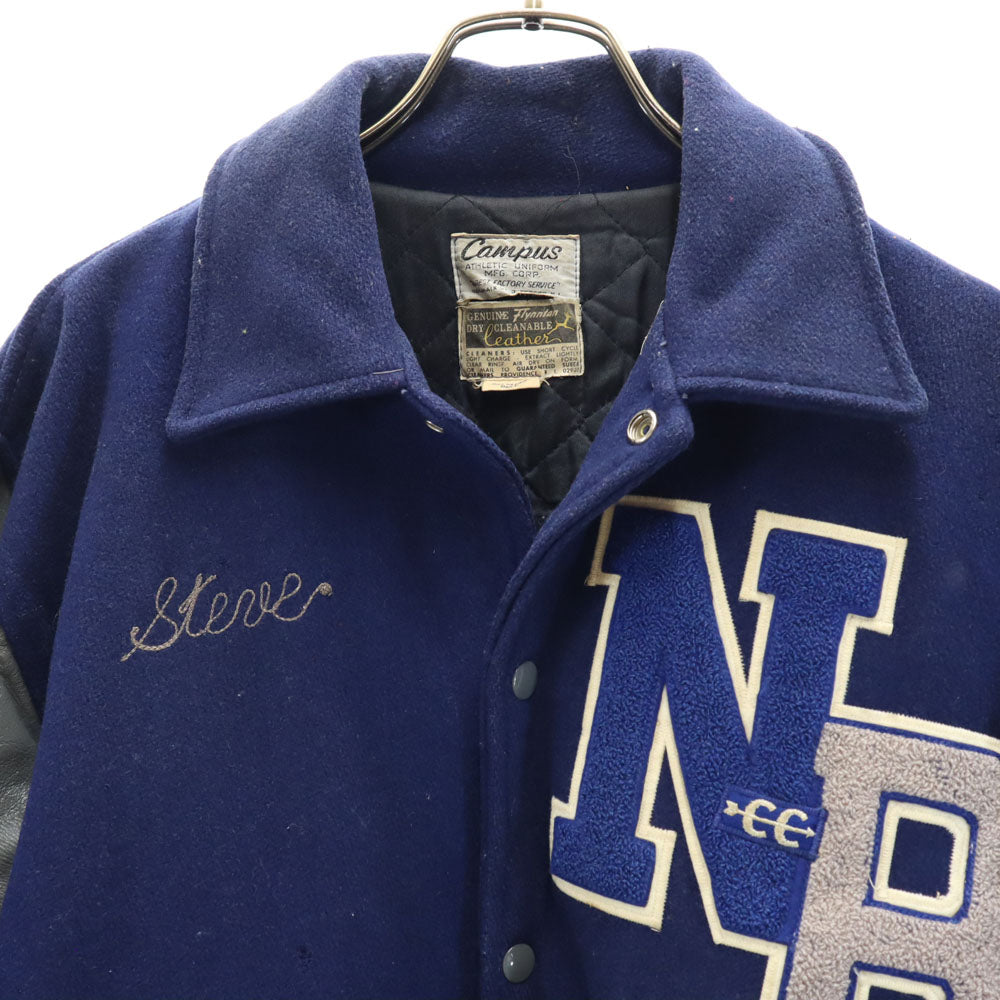 CAMPUS キャンパス 70s ヴィンテージ スタジャン ネイビー系 袖レザー ブルゾン メンズ