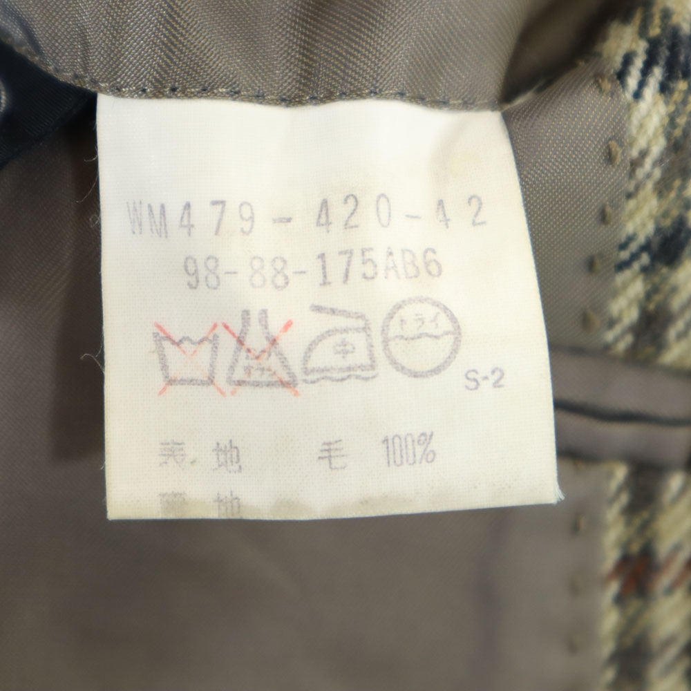 Burberrys バーバリーズ 90s ウール オールド チェック 長袖 テーラードジャケット 98-88-175 ベージュ系 サイドベンツ メンズ