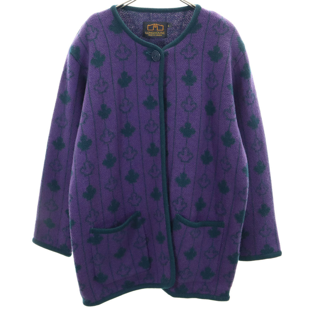 LONGHOUSE ロングハウス ウール 長袖 ニットカーディガン L パープル系 レディース