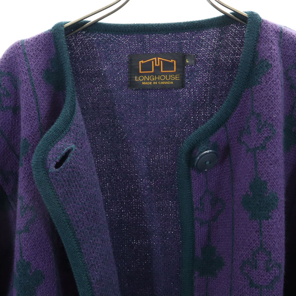 LONGHOUSE ロングハウス ウール 長袖 ニットカーディガン L パープル系 レディース