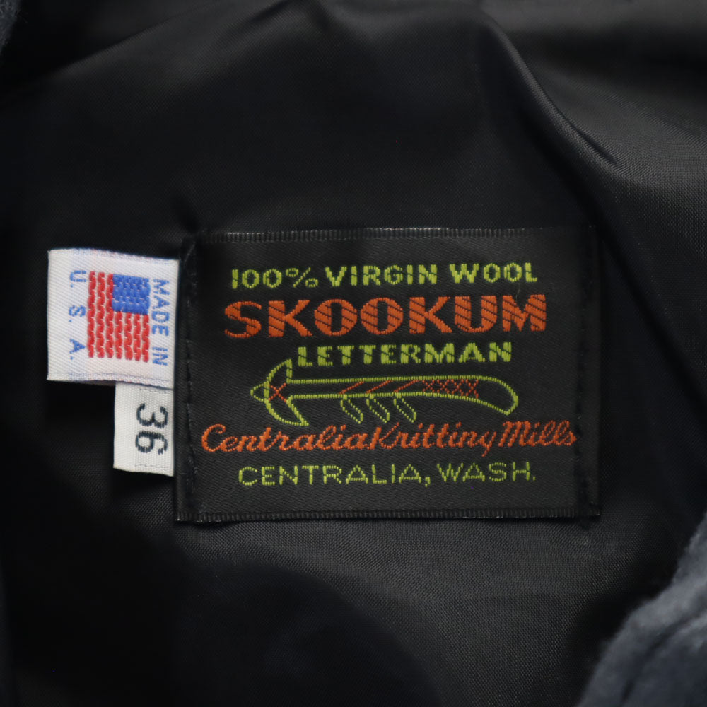 SKOOKUM スクーカム USA製 メルトン スタジャン 36 チャコールグレー ジャケット メンズ