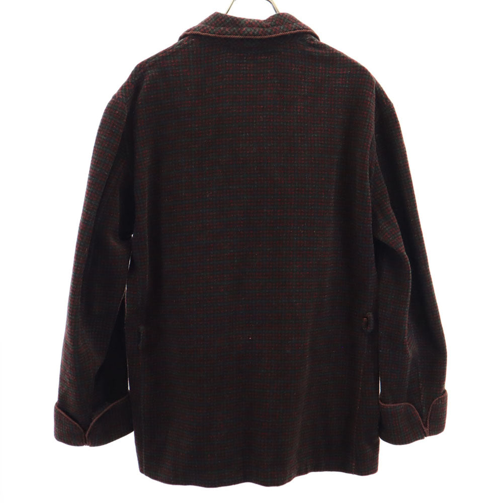 VINTAGE ヴィンテージ 40s 50s スモーキングジャケット チェック柄 ショールカラー ジャケット 48 レッド 他 メンズ