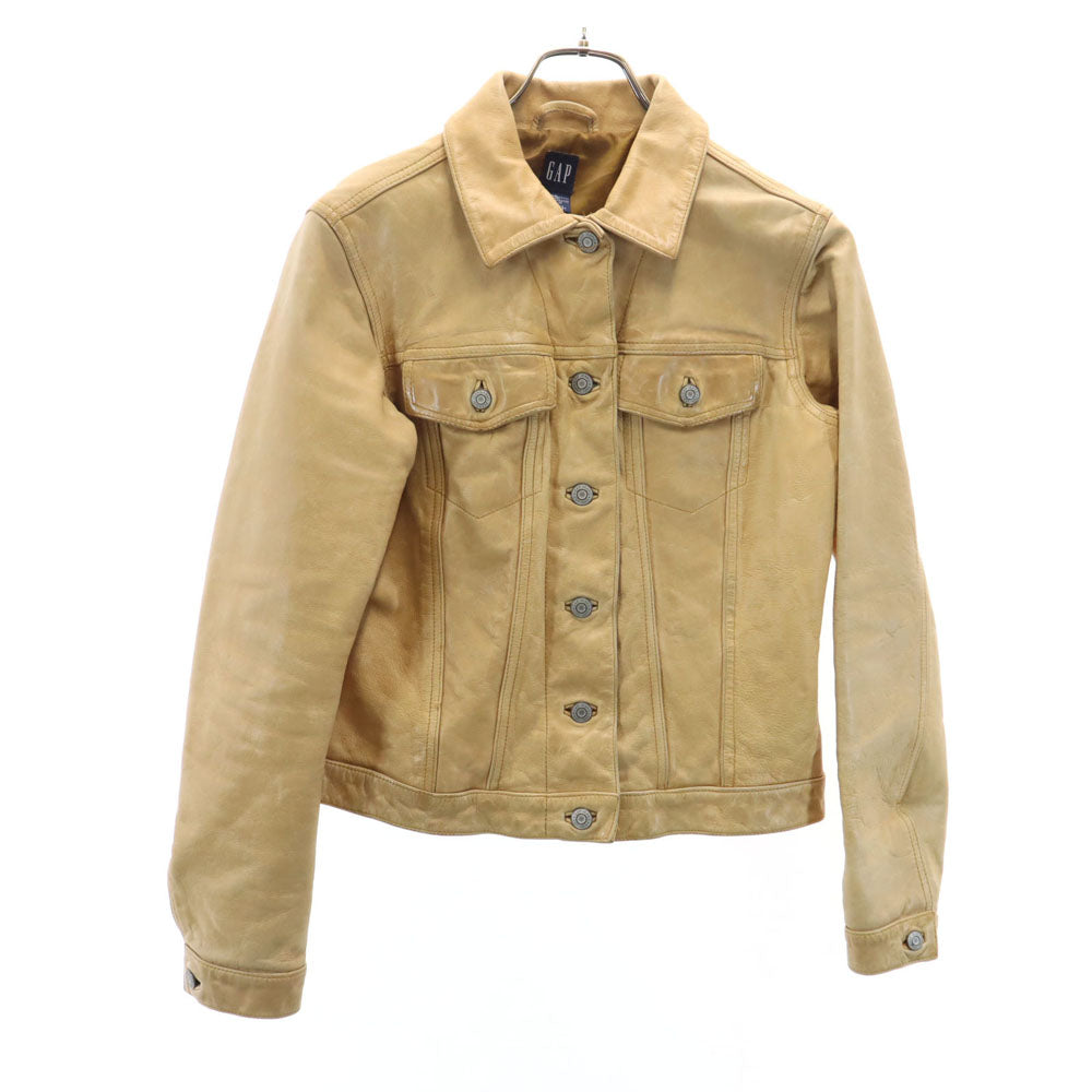 GAP ギャップ オールド 牛革 レザー トラッカー ジャケット XS ベージュ レディース