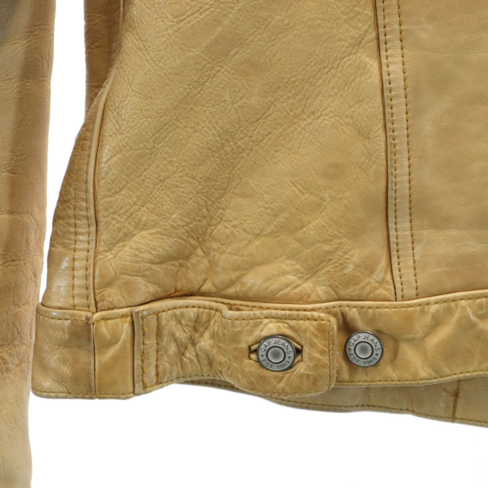 GAP ギャップ オールド 牛革 レザー トラッカー ジャケット XS ベージュ レディース