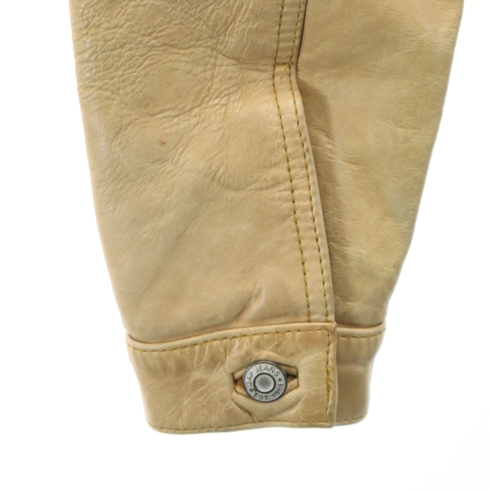 GAP ギャップ オールド 牛革 レザー トラッカー ジャケット XS ベージュ レディース