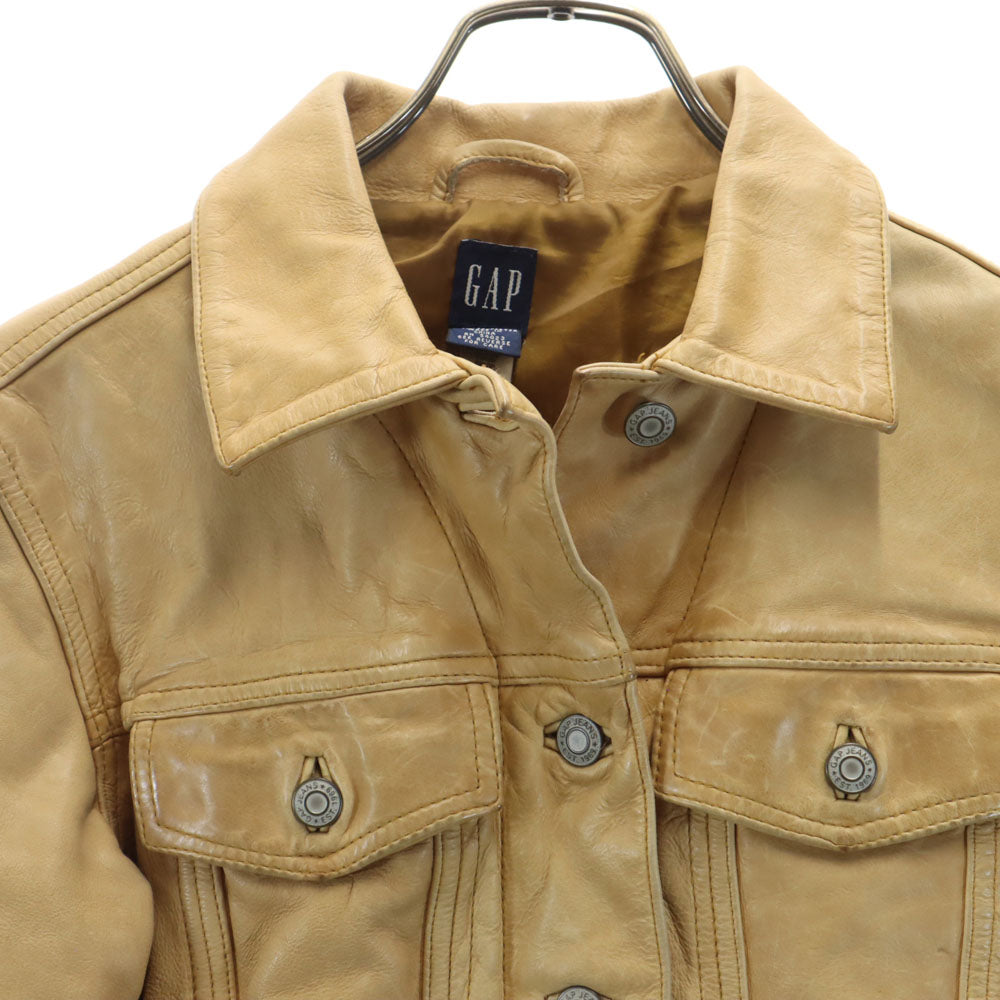 GAP ギャップ オールド 牛革 レザー トラッカー ジャケット XS ベージュ レディース