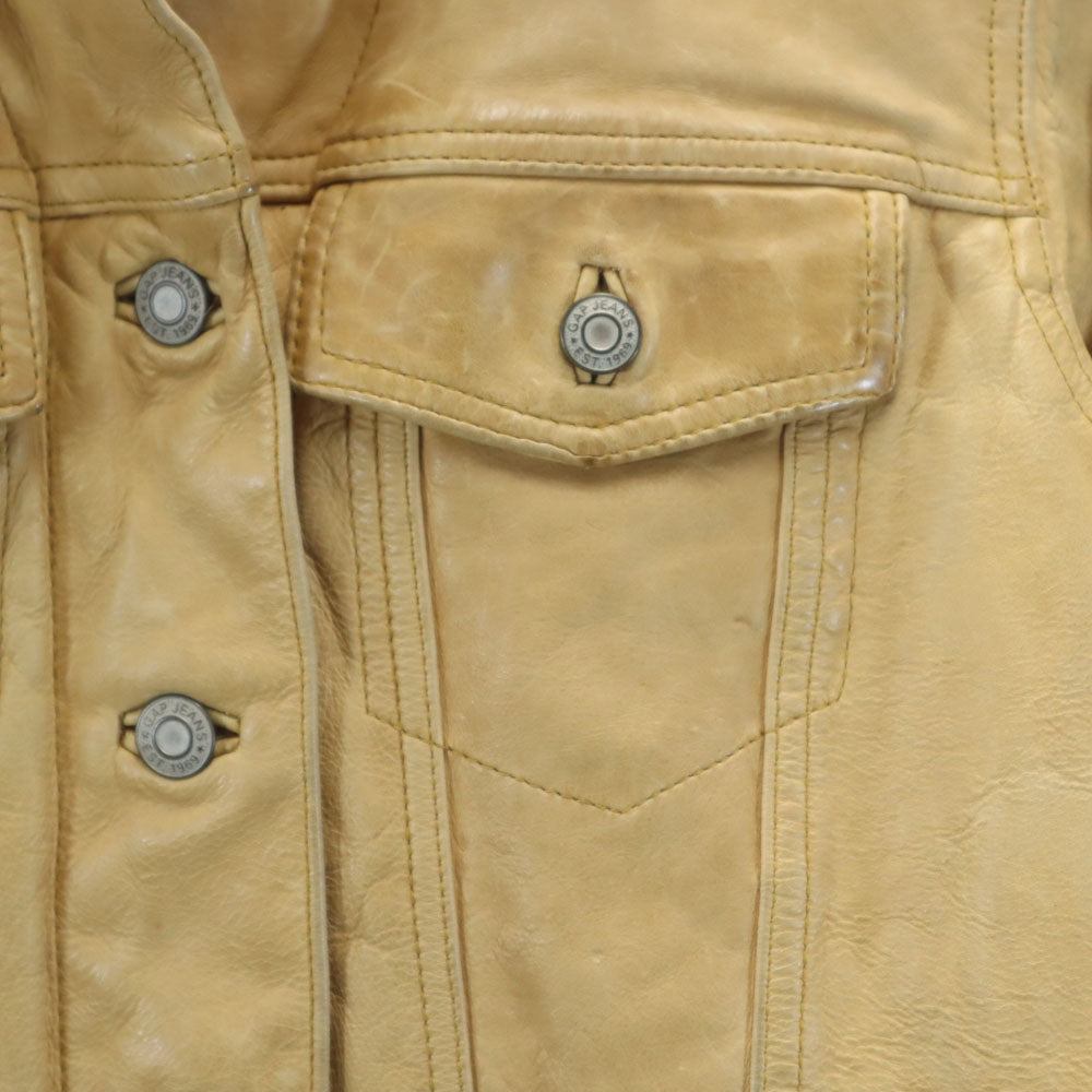 GAP ギャップ オールド 牛革 レザー トラッカー ジャケット XS ベージュ レディース