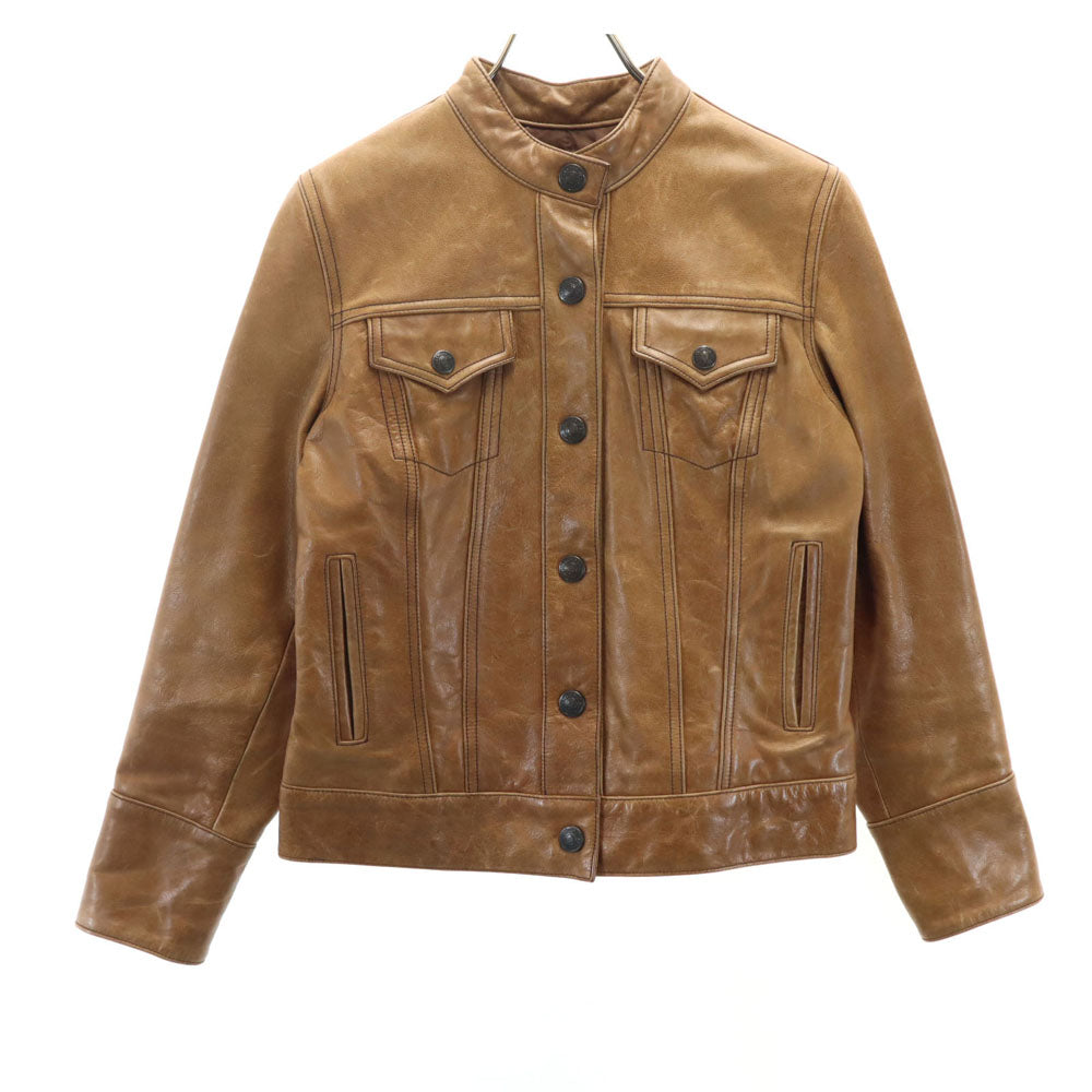 GAP ギャップ 牛革 レザー シングル トラッカー ジャケット XS ブラウン レディース