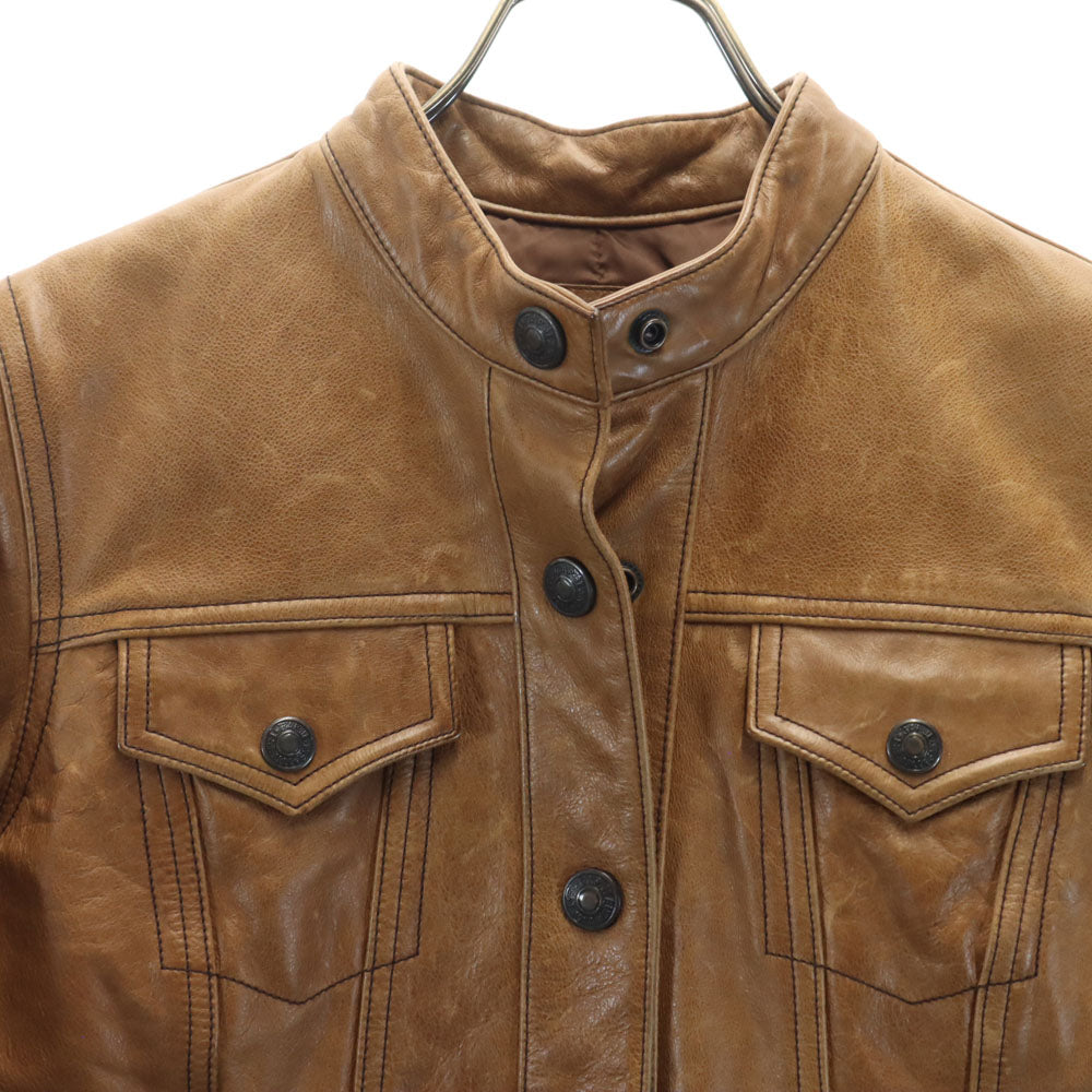 GAP ギャップ 牛革 レザー シングル トラッカー ジャケット XS ブラウン レディース