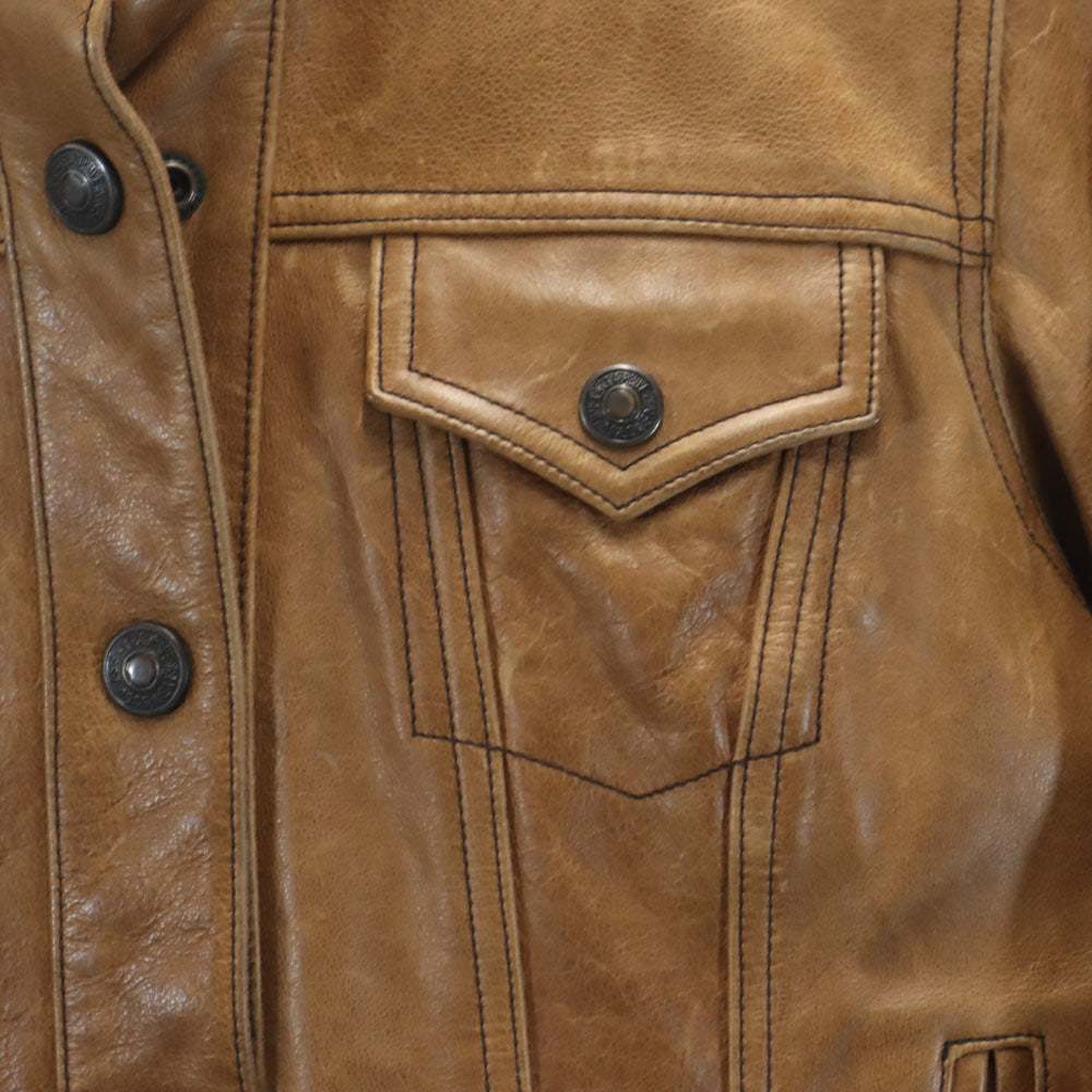 GAP ギャップ 牛革 レザー シングル トラッカー ジャケット XS ブラウン レディース