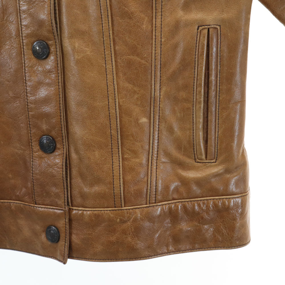 GAP ギャップ 牛革 レザー シングル トラッカー ジャケット XS ブラウン レディース