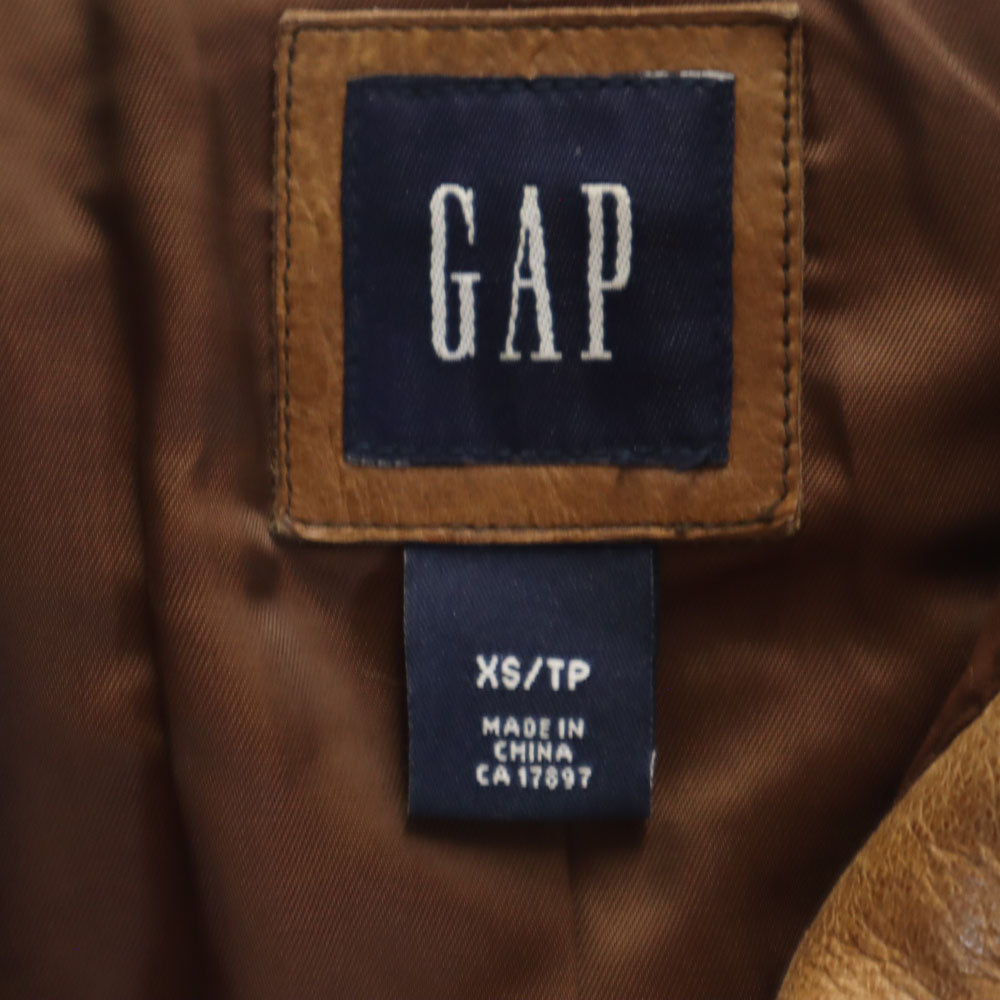 GAP ギャップ 牛革 レザー シングル トラッカー ジャケット XS ブラウン レディース