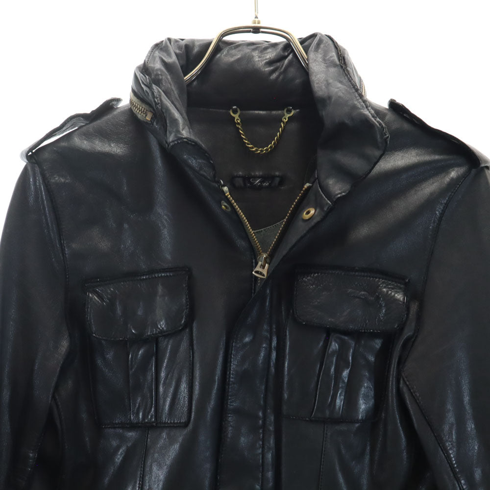 Sisii シシ 日本製 ミリタリー レザージャケット S ブラック系 メンズ