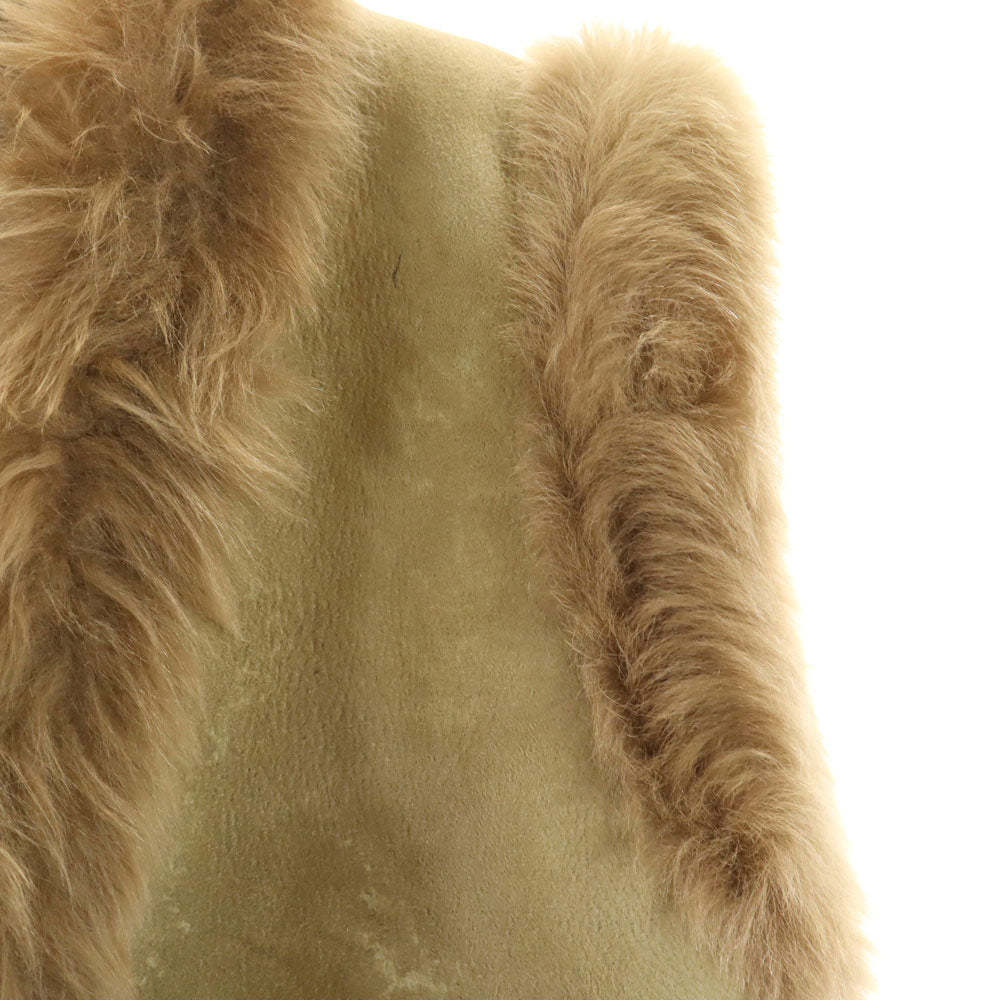 LOEWE ロエベ スペイン製 ムートン ベスト 44 カーキベージュ レディース