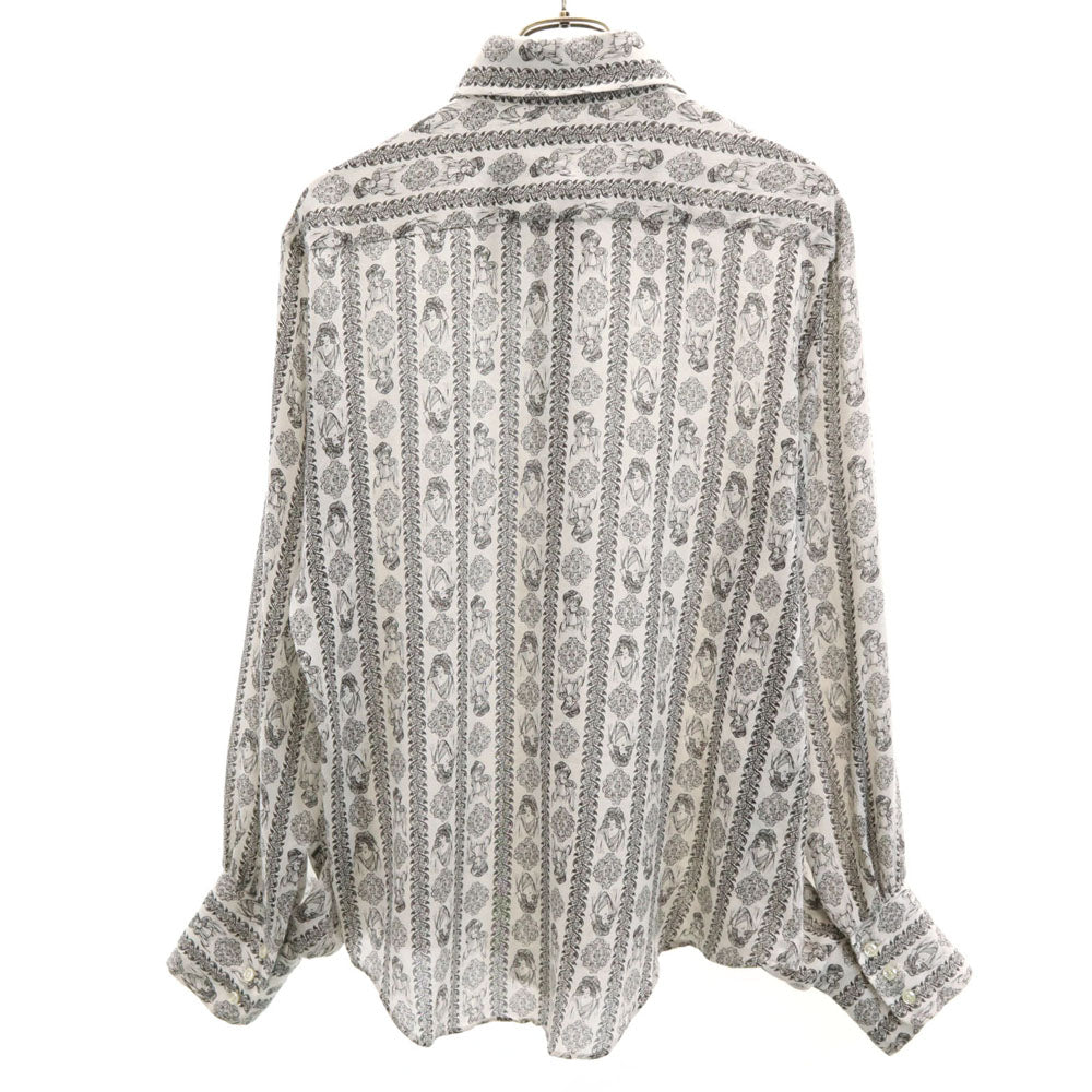70s 総柄 長袖 シャツ M ホワイト 他 オールド ヴィンテージ メンズ