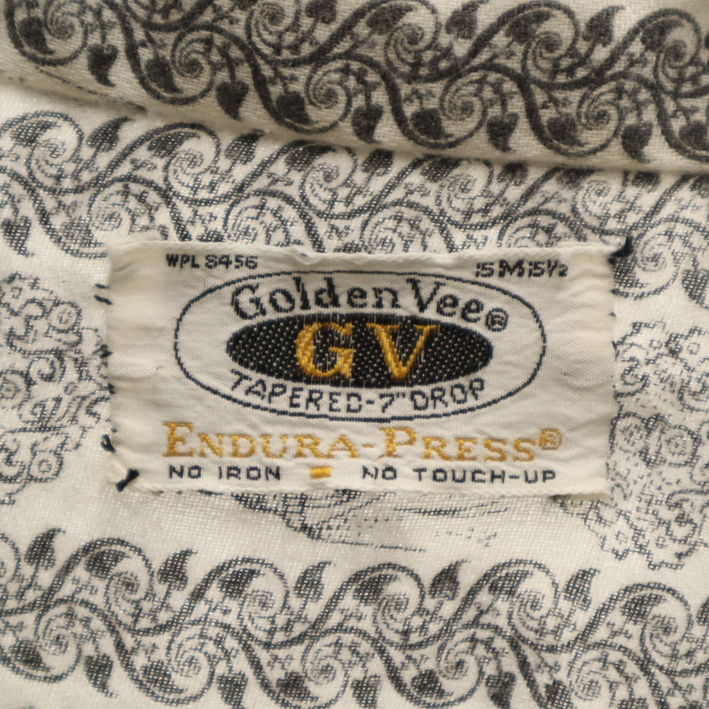 70s 総柄 長袖 シャツ M ホワイト 他 オールド ヴィンテージ メンズ