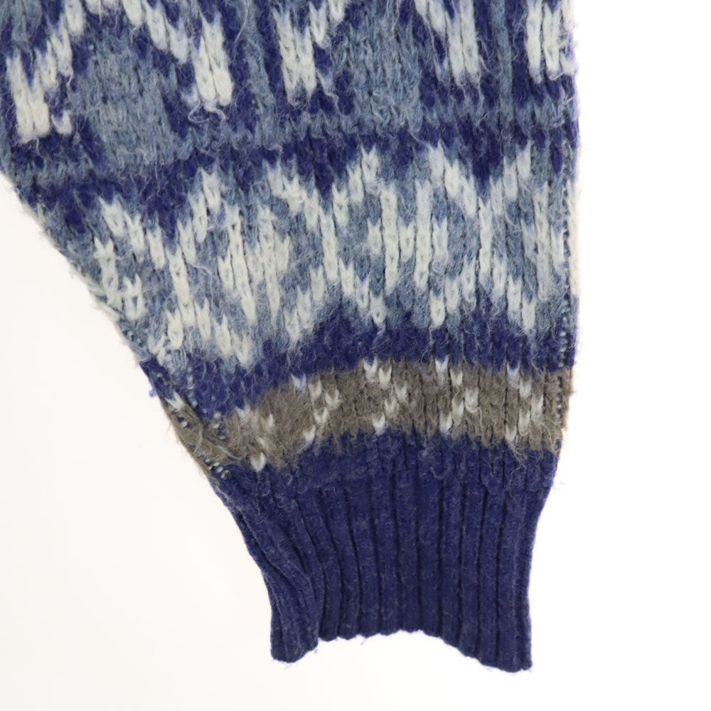 LONDON FOG ロンドンフォグ 70s 80s USA製 ノルディック柄 ハイネック ニットジャケット L ネイビー 他 オールド ヴィンテージ メンズ