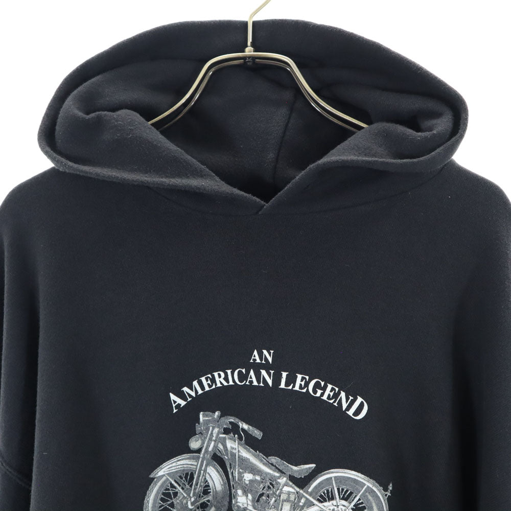 HARLEY DAVIDSON ハーレーダビッドソン 90s USA製 コピーライト 長袖 スウェットパーカー L ブラック系 裏起毛 オールド メンズ