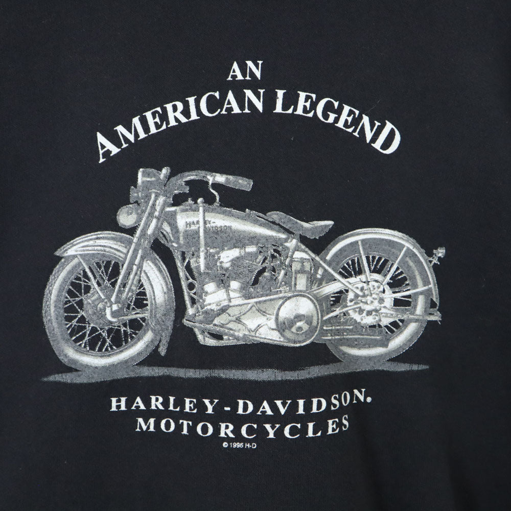 HARLEY DAVIDSON ハーレーダビッドソン 90s USA製 コピーライト 長袖 スウェットパーカー L ブラック系 裏起毛 オールド メンズ