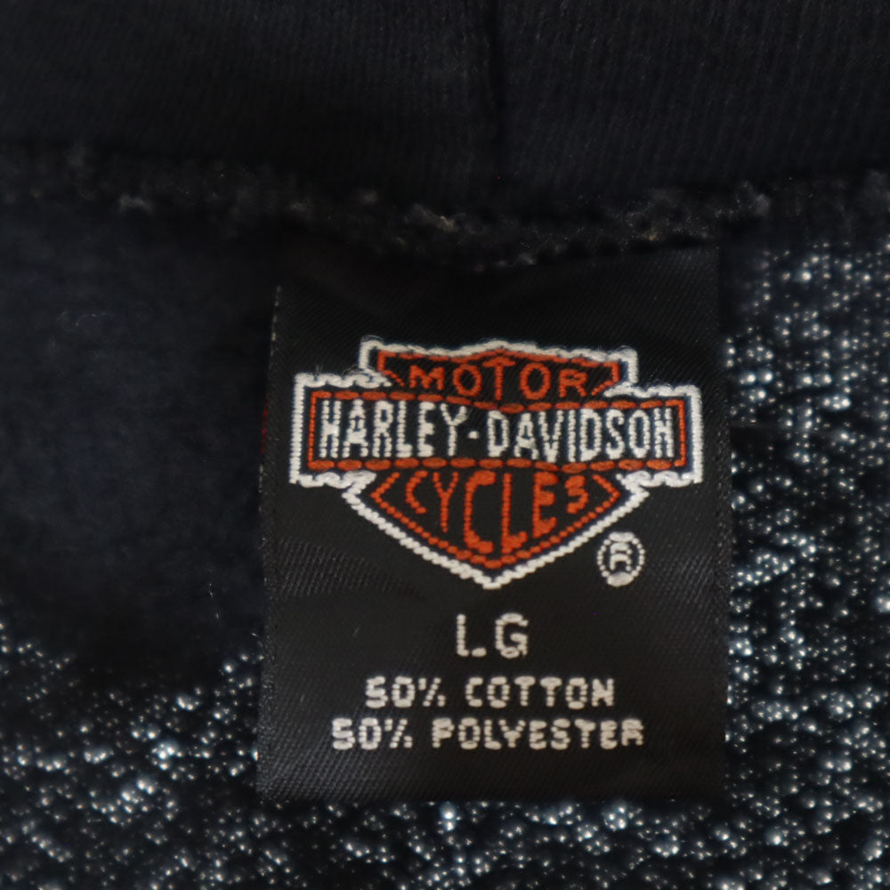 HARLEY DAVIDSON ハーレーダビッドソン 90s USA製 コピーライト 長袖 スウェットパーカー L ブラック系 裏起毛 オールド メンズ