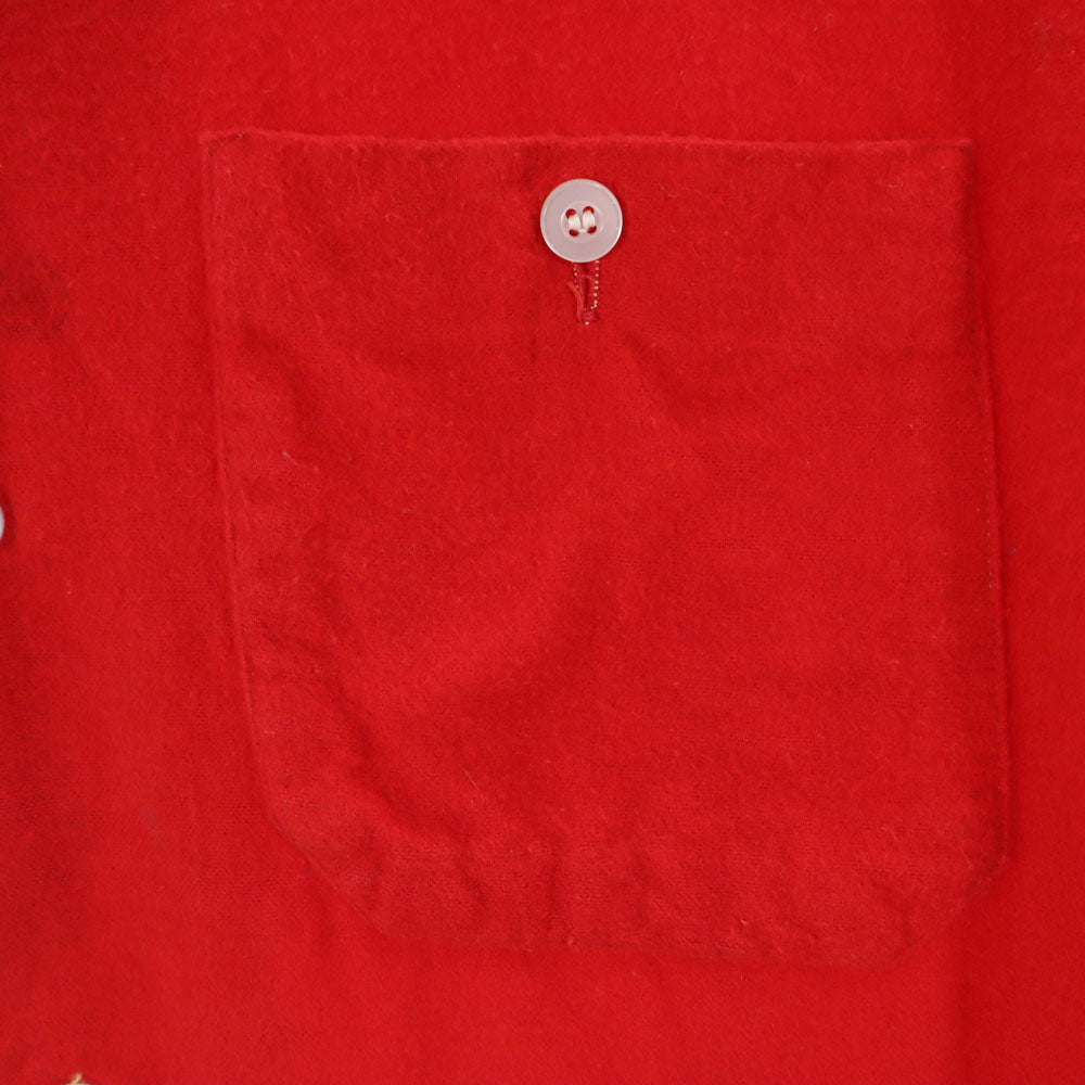 60s レーヨン ボックスシルエット 長袖 ネルシャツ M レッド系 オールド ヴィンテージ メンズ