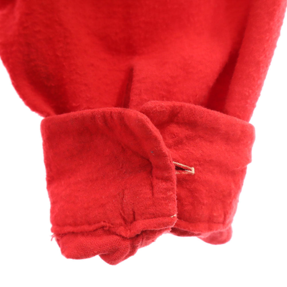 60s レーヨン ボックスシルエット 長袖 ネルシャツ M レッド系 オールド ヴィンテージ メンズ