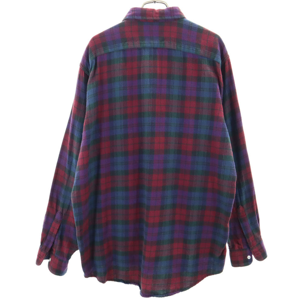 エルエルビーン 70s 80s チェック 長袖 ネルシャツ L レッド系 L.L.Bean アウトドア オールド ヴィンテージ メンズ