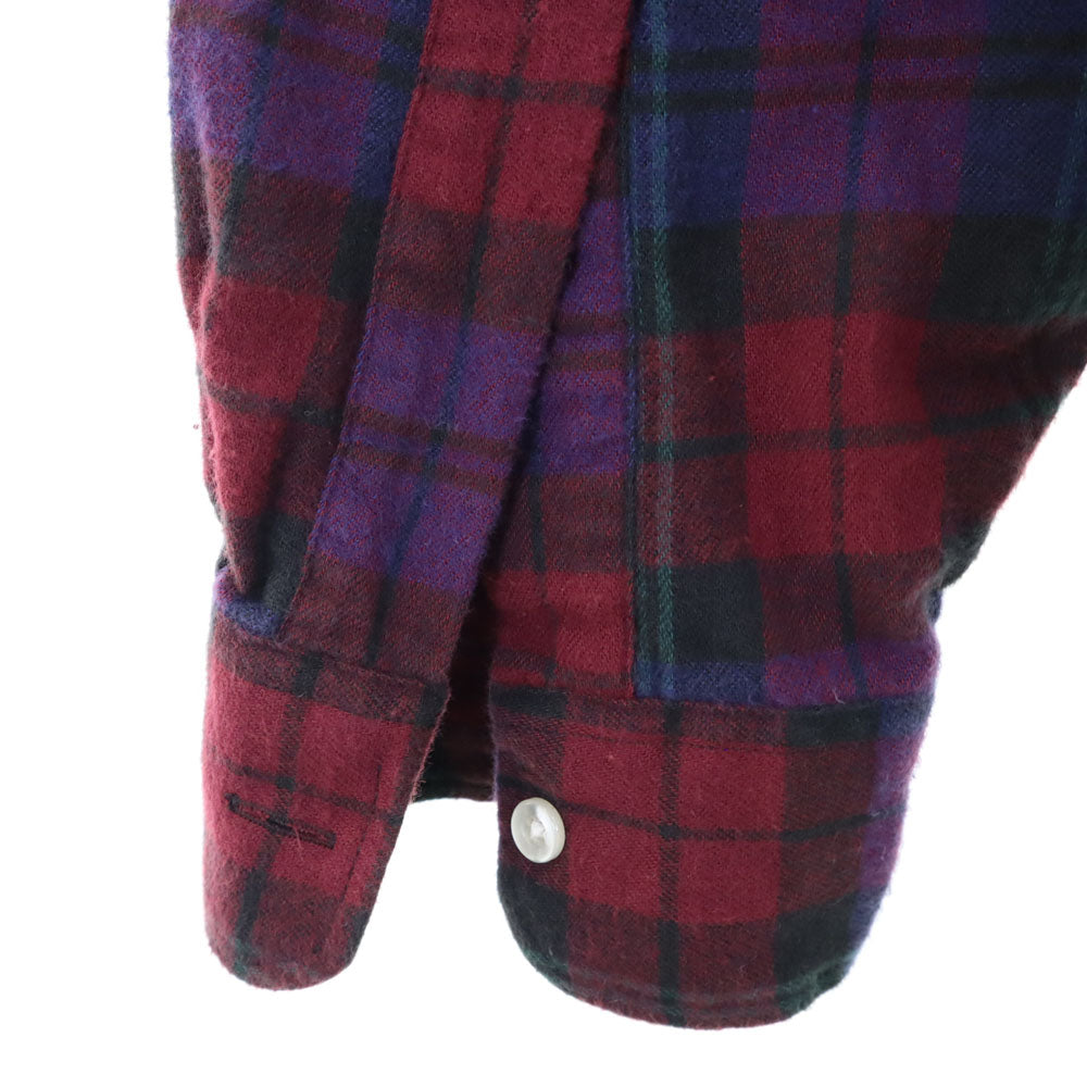 エルエルビーン 70s 80s チェック 長袖 ネルシャツ L レッド系 L.L.Bean アウトドア オールド ヴィンテージ メンズ