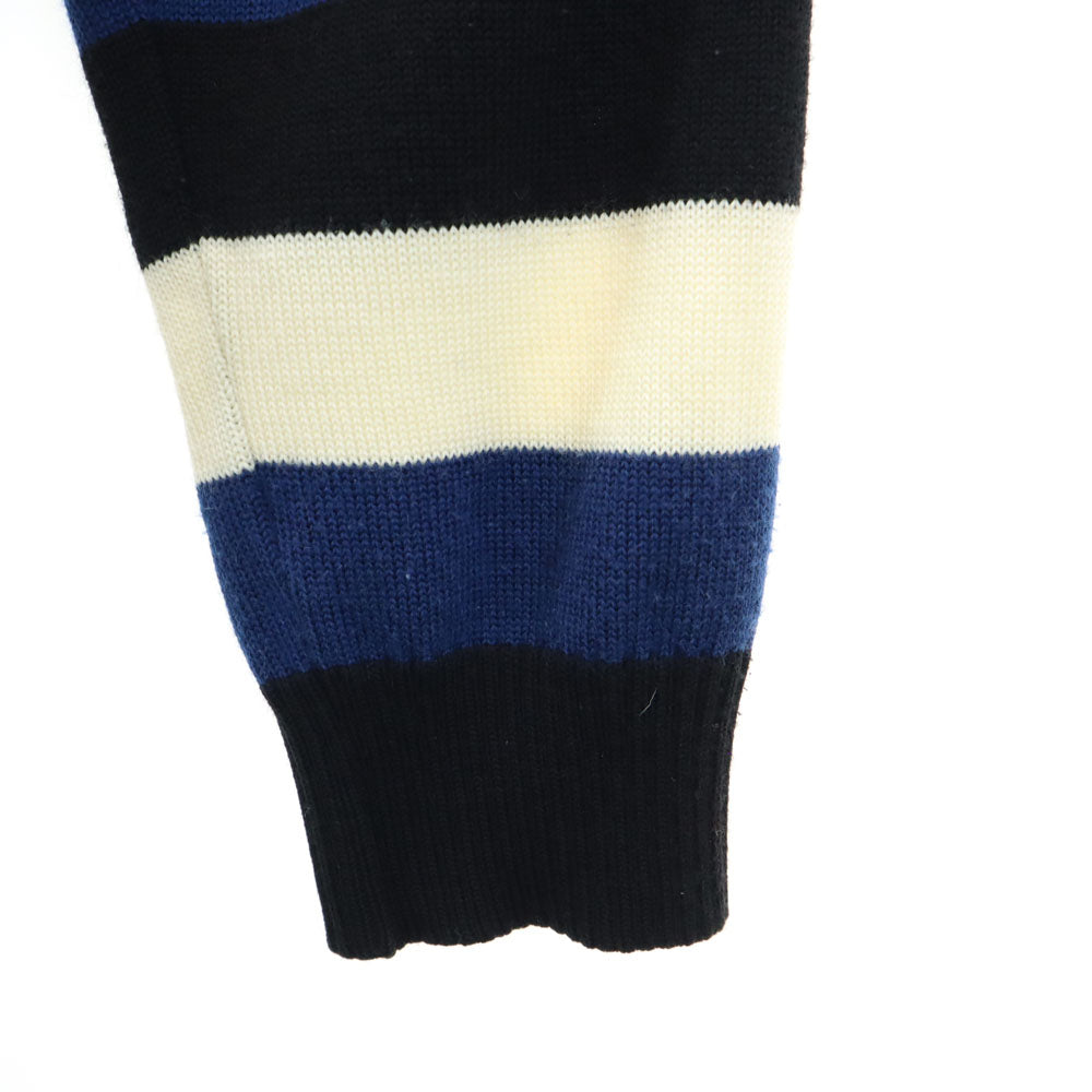 A BATHING APE アベイシングエイプ ウールブレンド ボーダー 長袖 セーター L 白×黒×紺 ニット メンズ