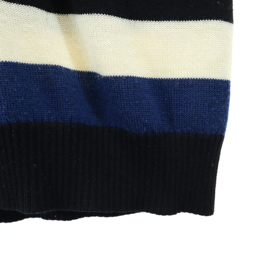 A BATHING APE アベイシングエイプ ウールブレンド ボーダー 長袖 セーター L 白×黒×紺 ニット メンズ