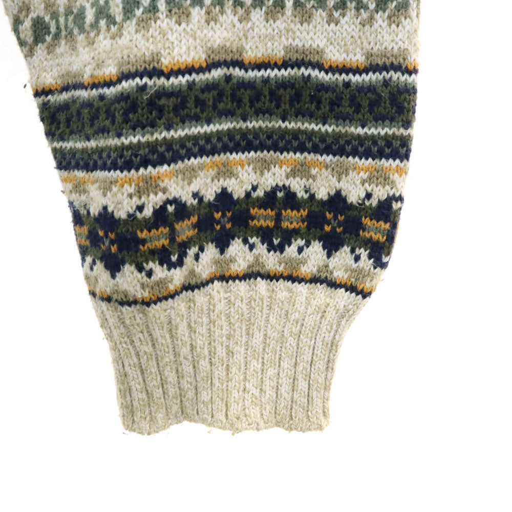 PECONIC BAY TRADERS 80s USA製 ヴィンテージ 総柄 長袖 コットンニット セーター L グリーン系 メンズ