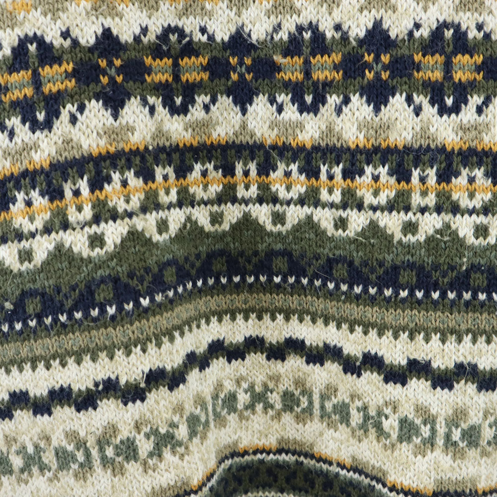 PECONIC BAY TRADERS 80s USA製 ヴィンテージ 総柄 長袖 コットンニット セーター L グリーン系 メンズ