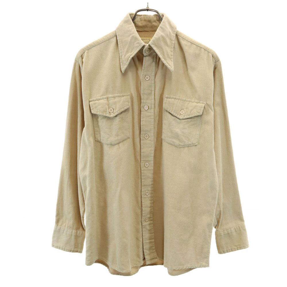 Sears シアーズ 70s ヴィンテージ 長袖 コーデュロイシャツ 15-15 1/2 ベージュ系 メンズ