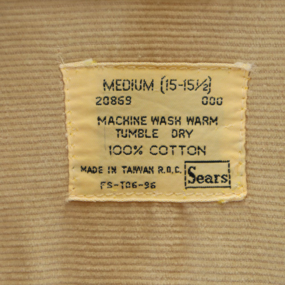 Sears シアーズ 70s ヴィンテージ 長袖 コーデュロイシャツ 15-15 1/2 ベージュ系 メンズ