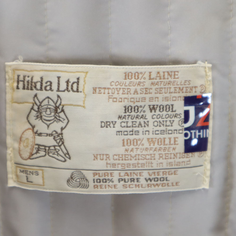 Hilda Ltd 80s アイスランド製 ヴィンテージ 日本規格 ニット テーラードジャケット L ブラウン メンズ