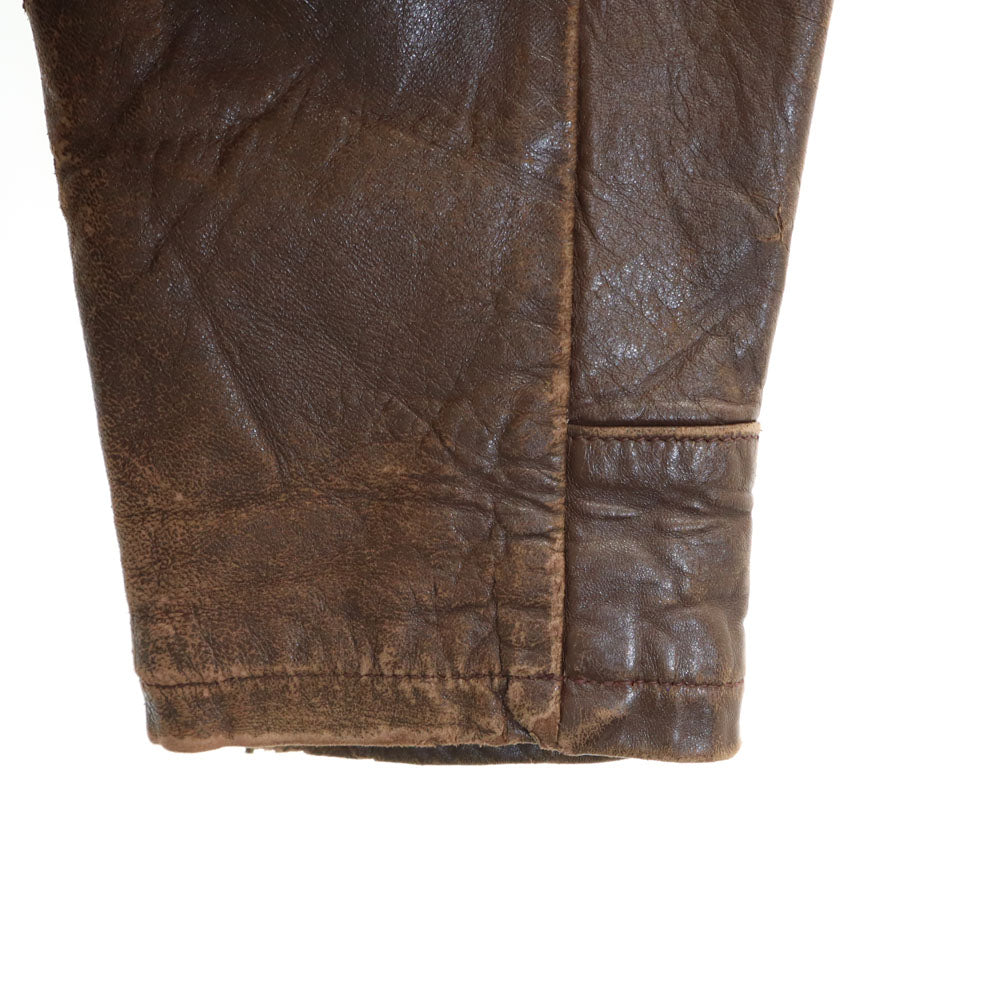 Lawton 40s ヴィンテージ コの字 レザージャケット 34 ブラウン TALONジップ メンズ