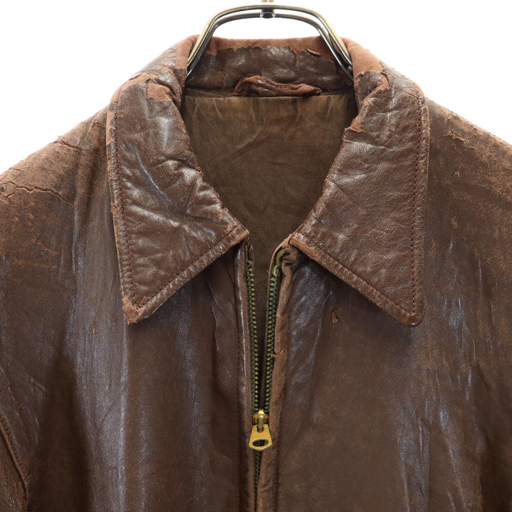 Lawton 40s ヴィンテージ コの字 レザージャケット 34 ブラウン TALONジップ メンズ