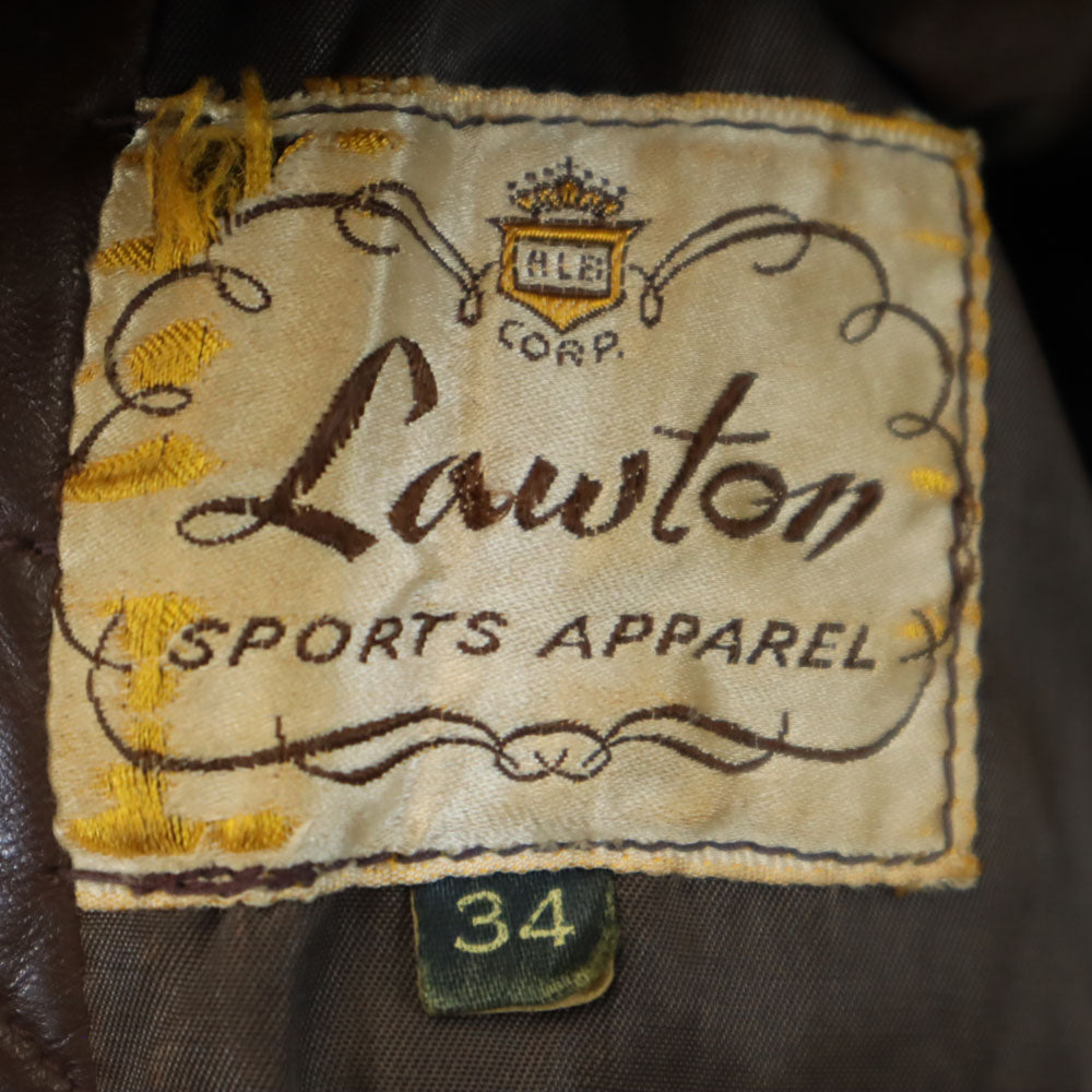 Lawton 40s ヴィンテージ コの字 レザージャケット 34 ブラウン TALONジップ メンズ