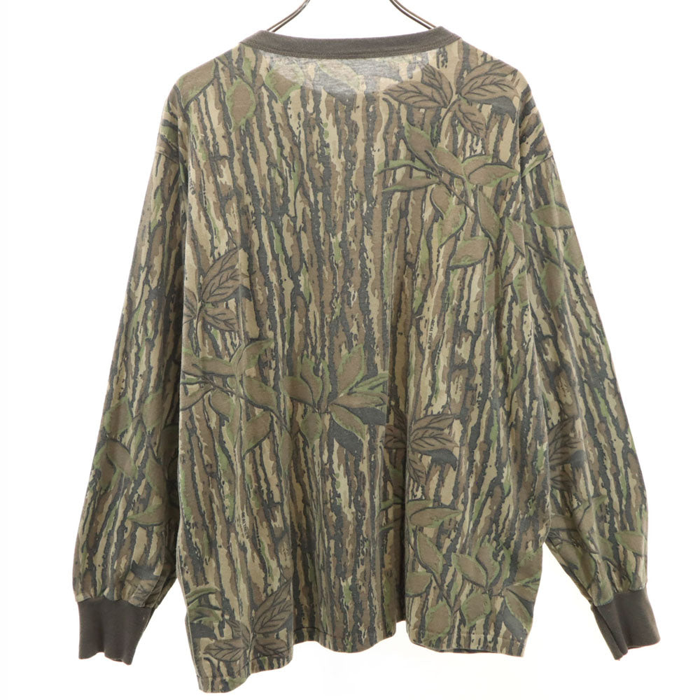 REALTREE リアルツリー 90s オールド カモフラ柄 長袖 シングルステッチ Tシャツ ベージュ系 ロンT 迷彩 メンズ