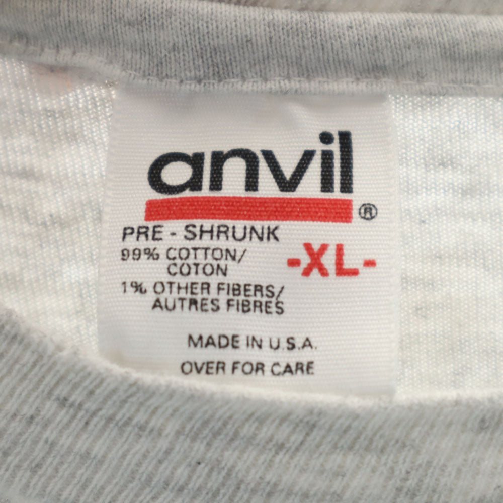 anvil アンヴィル 90s USA製 オールド 長袖 シングルステッチ Tシャツ XL ライトグレー ロンT メンズ