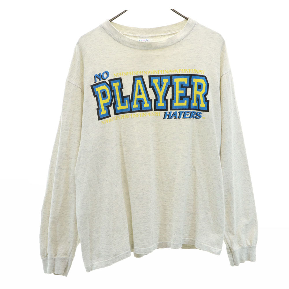P.S.I. PRINTED SPORTWEAR INC 90s USA製 オールド 長袖 シングルステッチ Tシャツ L ライトグレー ロンT メンズ