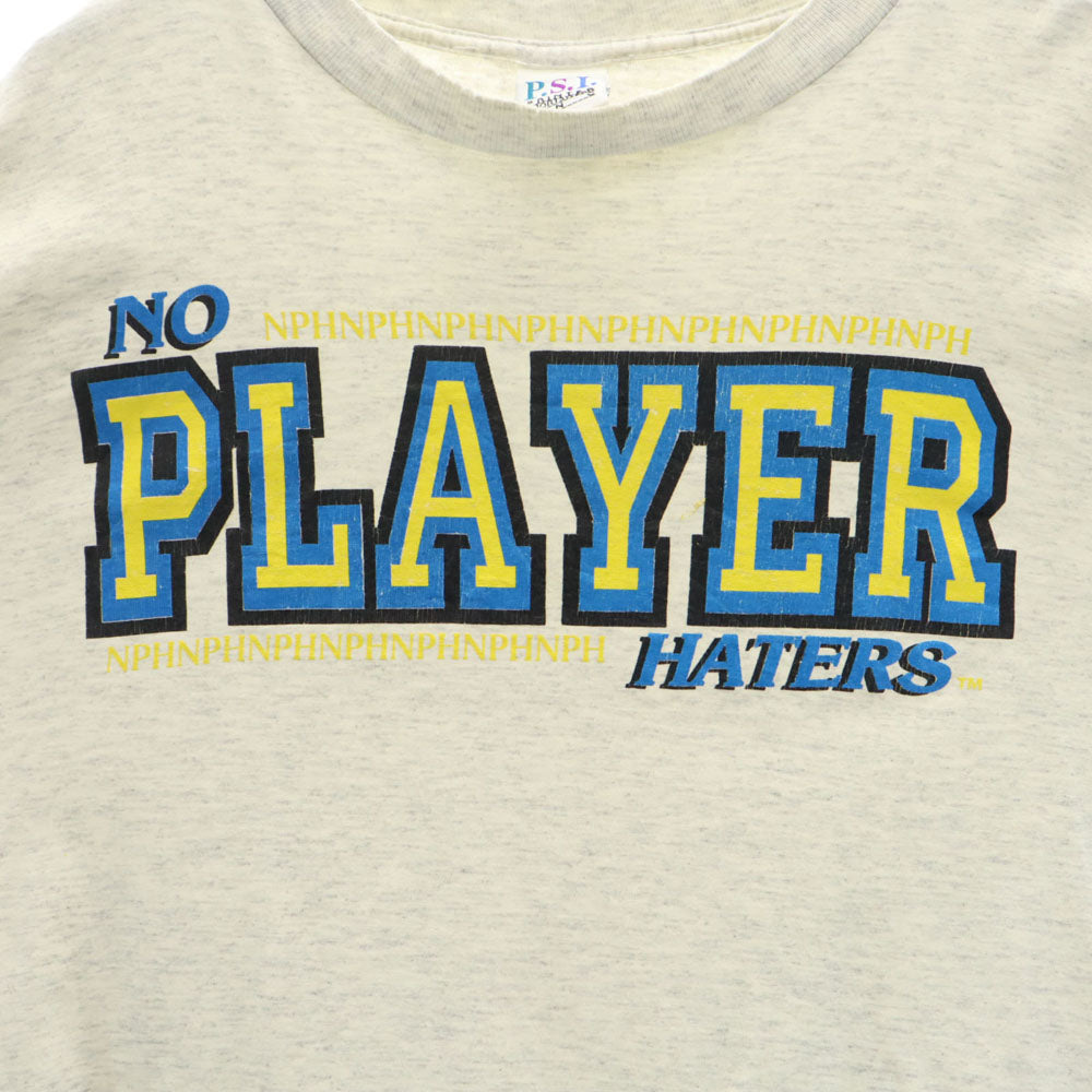 P.S.I. PRINTED SPORTWEAR INC 90s USA製 オールド 長袖 シングルステッチ Tシャツ L ライトグレー ロンT メンズ