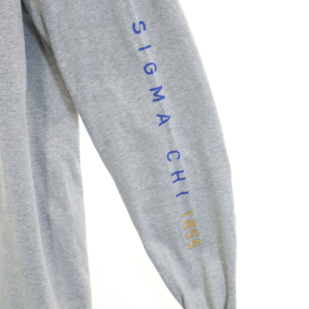 ALL SPORTS オールスポーツ 90s USA製 オールド SIGMA CHI 長袖 シングルステッチ 袖プリント Tシャツ L グレー ロンT メンズ